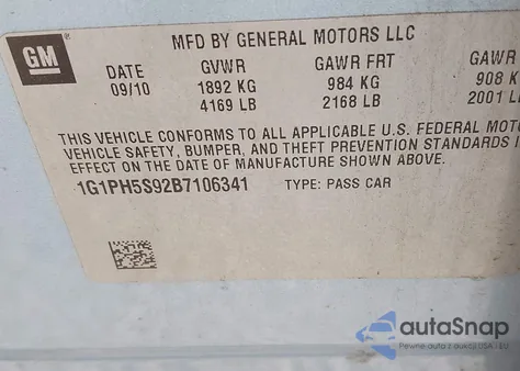 2011 Chevrolet Cruze Ltz from USA, damaged, VIN 1G1PH5S92B7106341